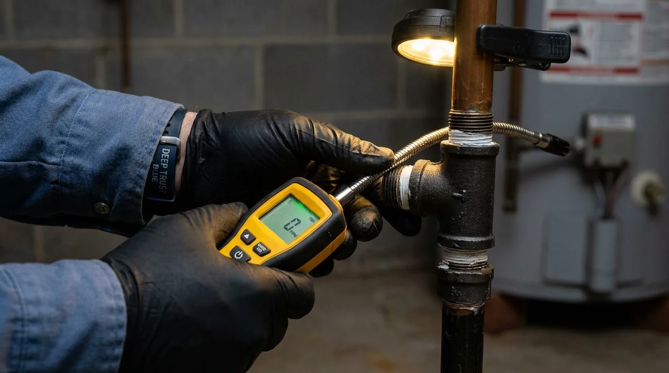 Gas leak detection with electronic sniffer by Johns Plumbing LLC in Toa Alta